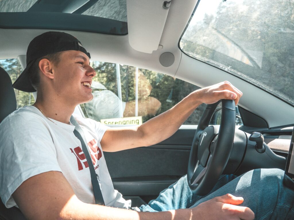 Man driving a car